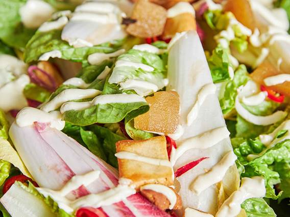 Close up of a cos lettuce salad