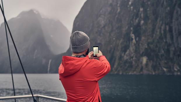 Taking pictures in Milford Sound