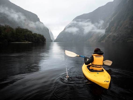 Kayaker on Doubtful Sound