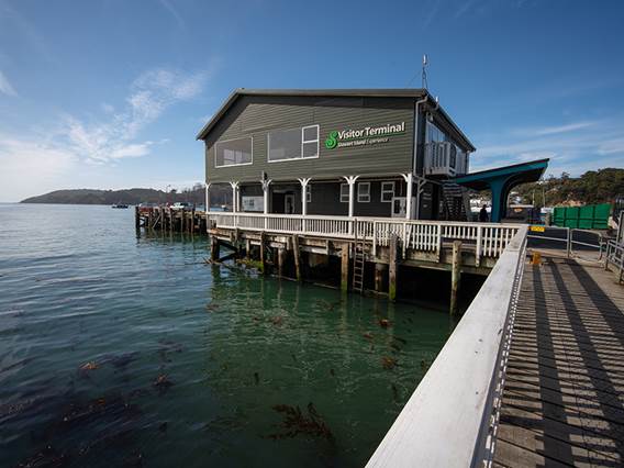 The Stewart Island Ferry terminal on a sunny day