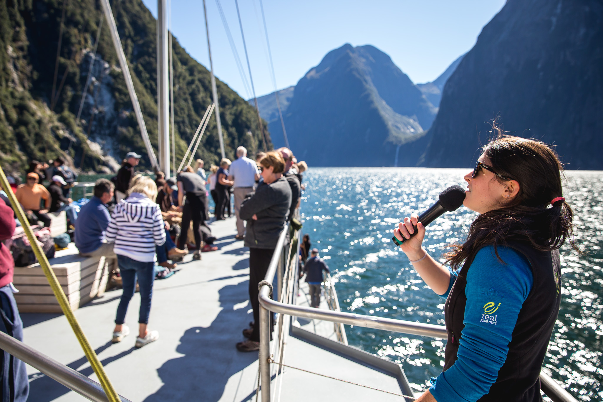 Commentary onboard boat in Milford Sound