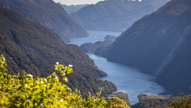 Aerial of Doubtful Sound, Deep Cove