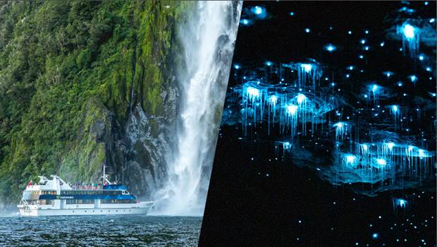 Milford Scenic cruise under water fall and Te Anau Glowworm Caves