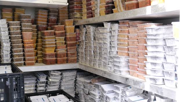 Meals stored in the walk-in freezer